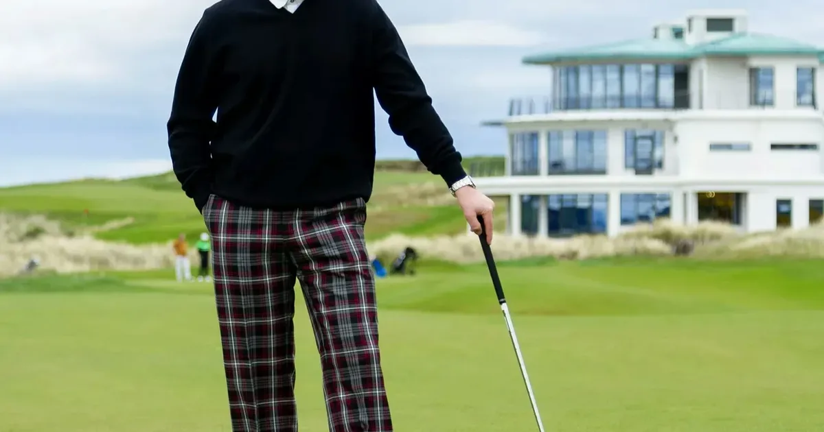 Machine Washable Plaid Golf Trousers1