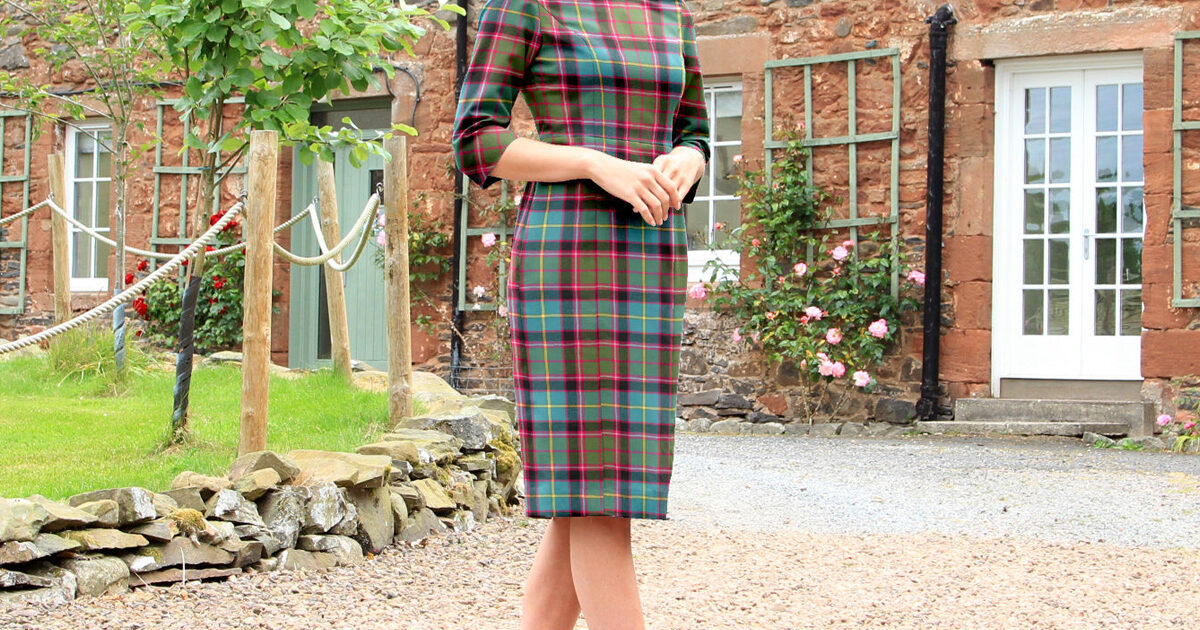 plaid dress red and green Shift with Elbow Length Sleeve red plaid dress