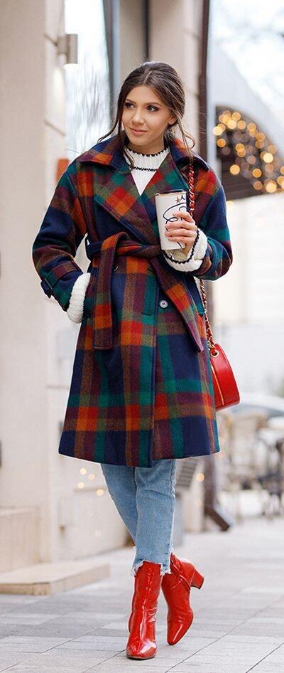 tartan long coat