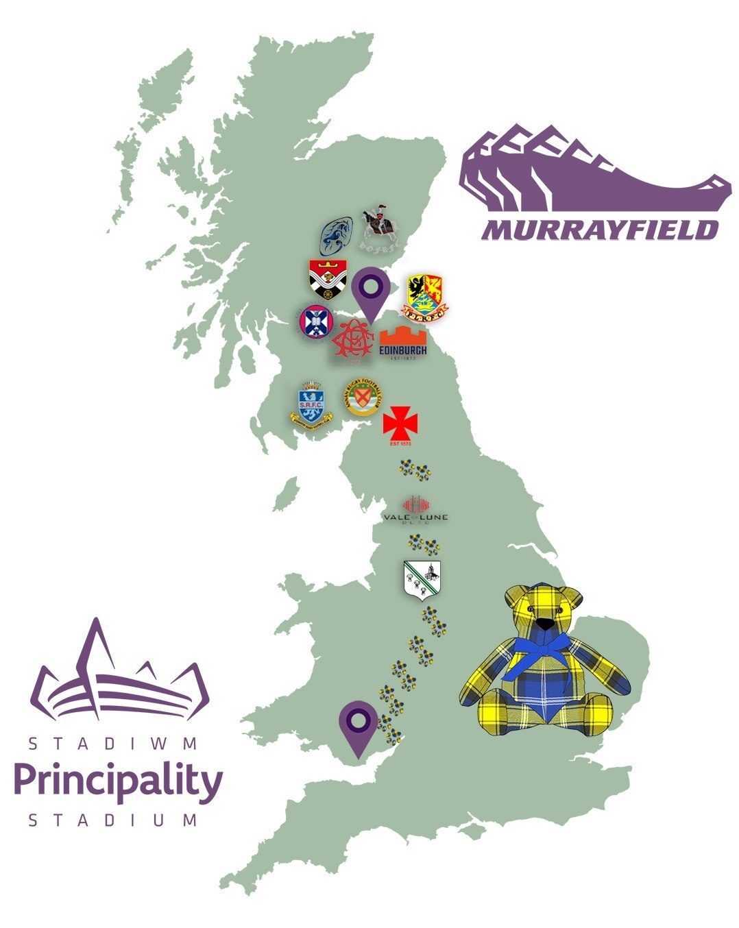 Doddie5 Tartan Ted Journey from BT Murrayfield to Principality Stadium Doddie5 Tartan Ted Journey from BT Murrayfield to Principality Stadium