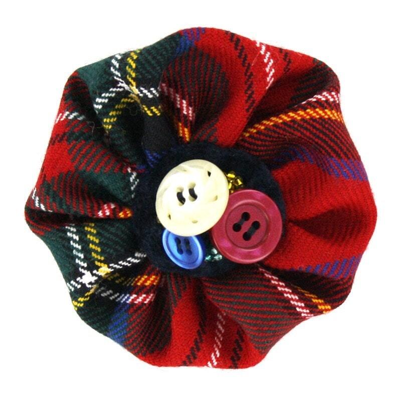 Tartan Blumenbroschen mit Knöpfe