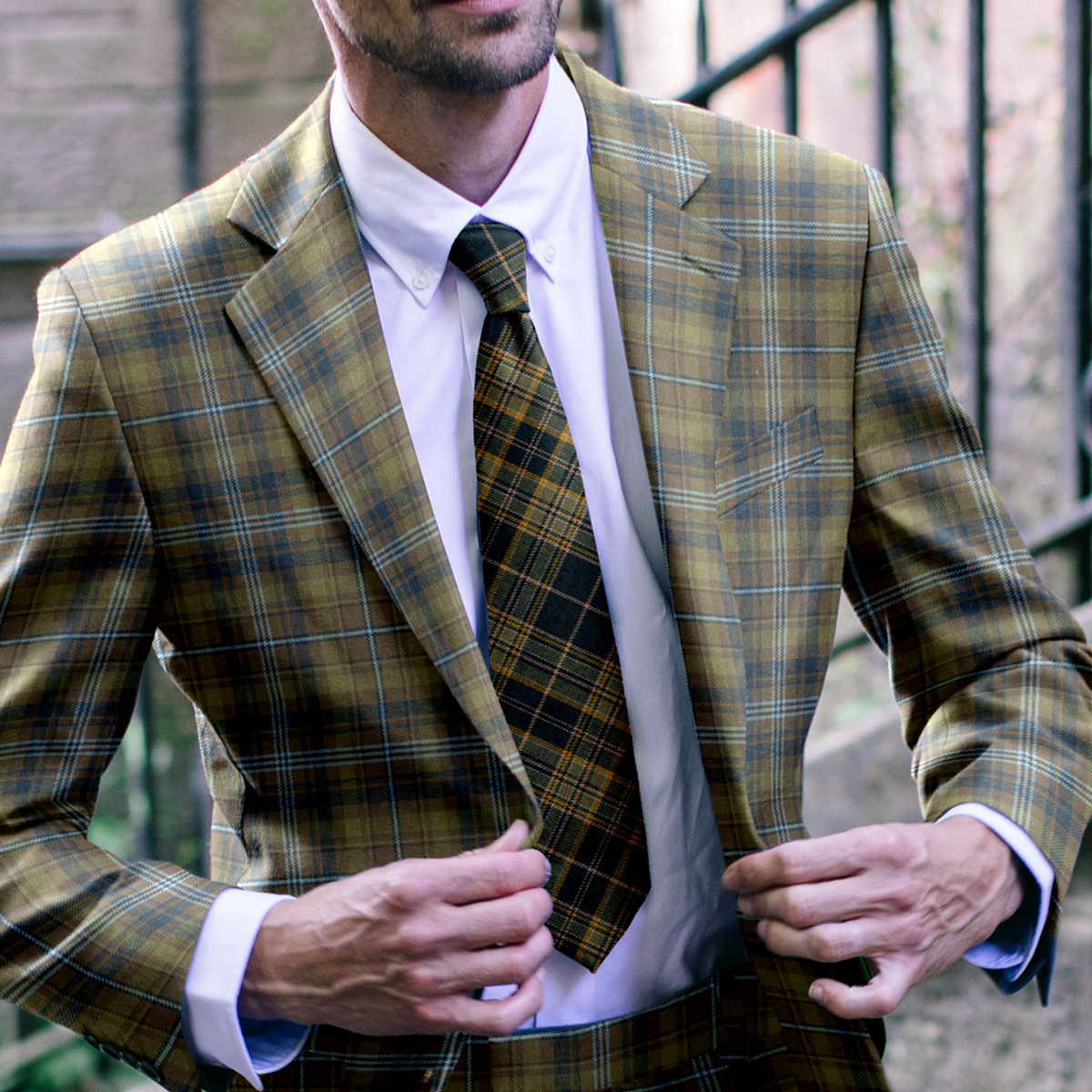 Cravatta Da Uomo Scozzese Con Motivo Tartan Nero - Foto 12