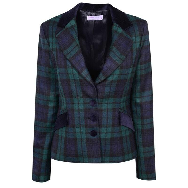 Women's Velvet Trim Tartan Jacket