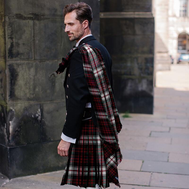 Scottish Men's Kilt Fly Plaid Grey Watch Tartan Acrylic Wool - Foto 4