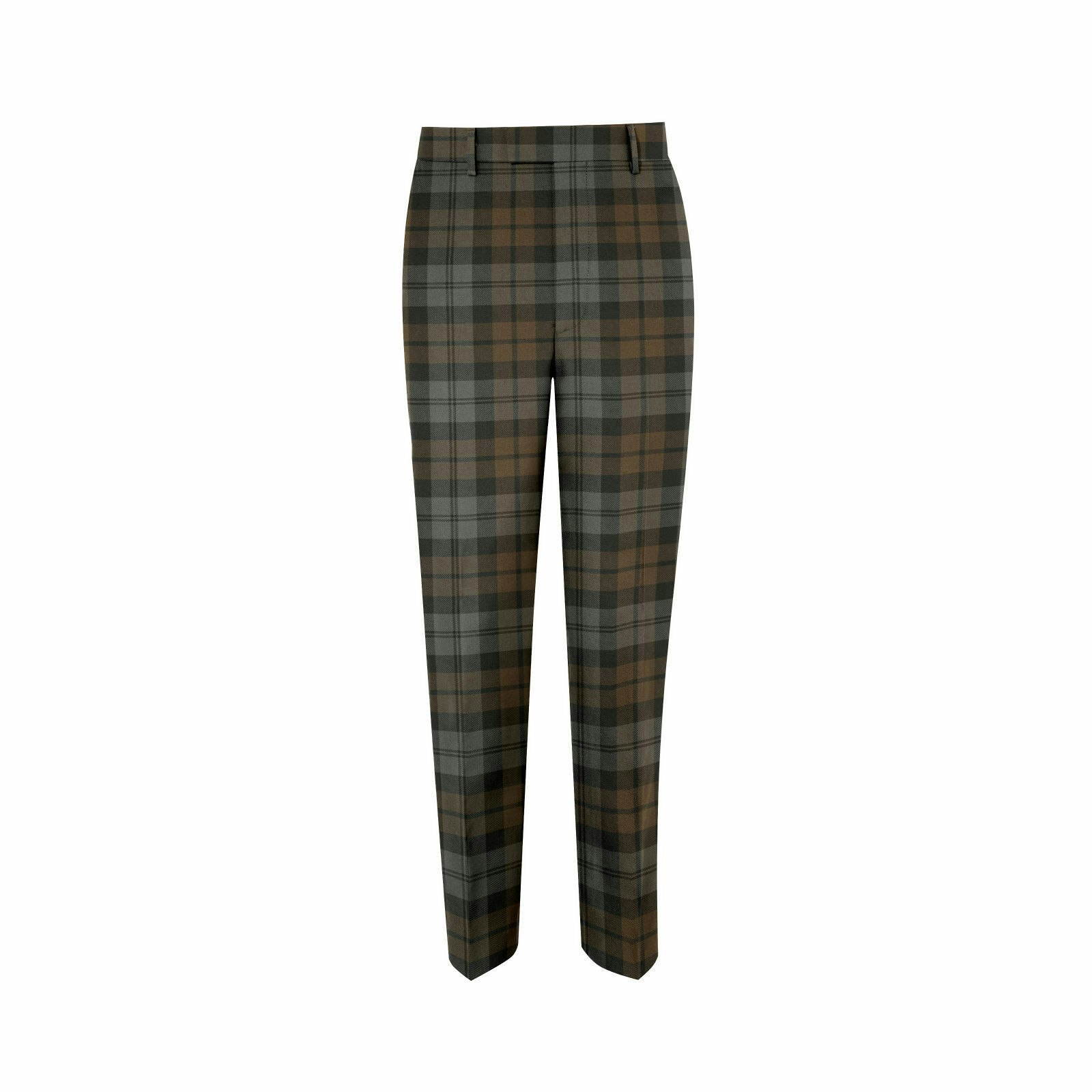 Blackwatch Tartan Green Tartan Pants Mens Classic Fit Wool Black