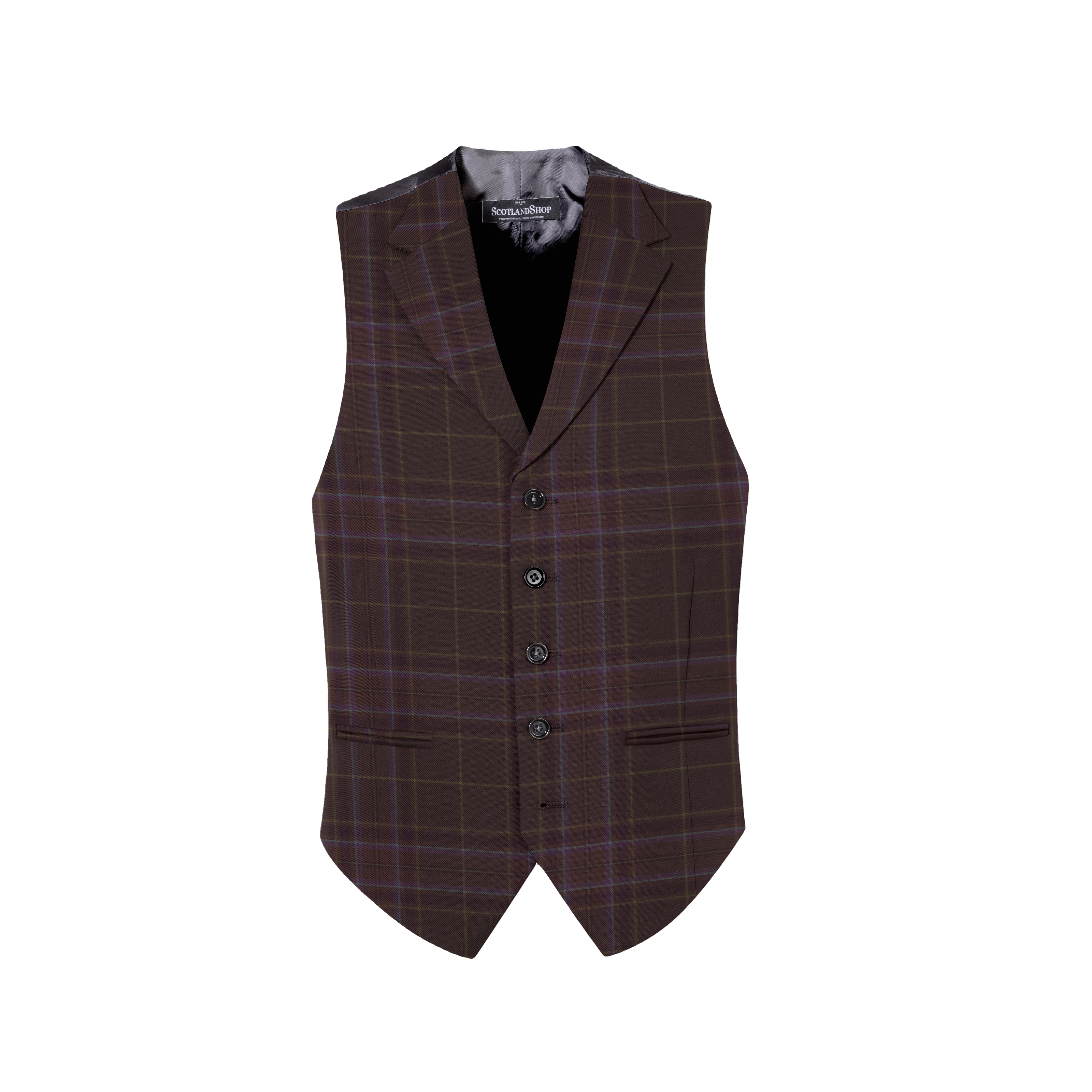 Men's Wool Plaid Vest with Lapels ScotlandShop