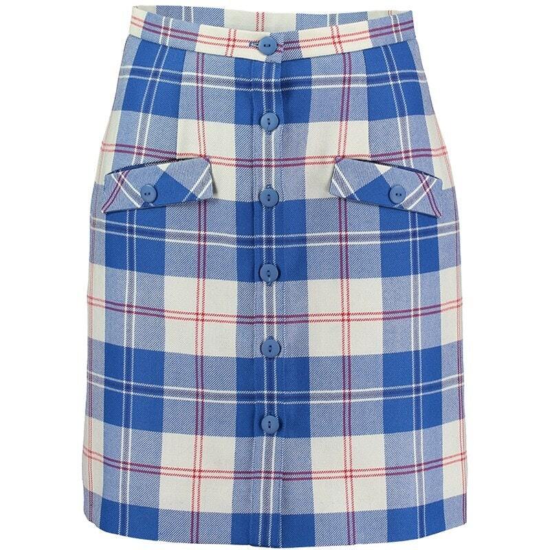 Jupe écossaise trapèze boutonnée