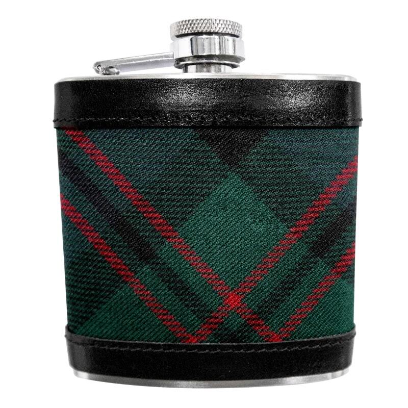Speyburn Highland Malt Whisky Flask Stainless Steel 6 Oz With Green Leather