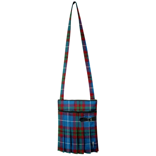 Petit Sac à Main Femme Tartan écossais - Rouge, Noir, Or - 9 Pouces