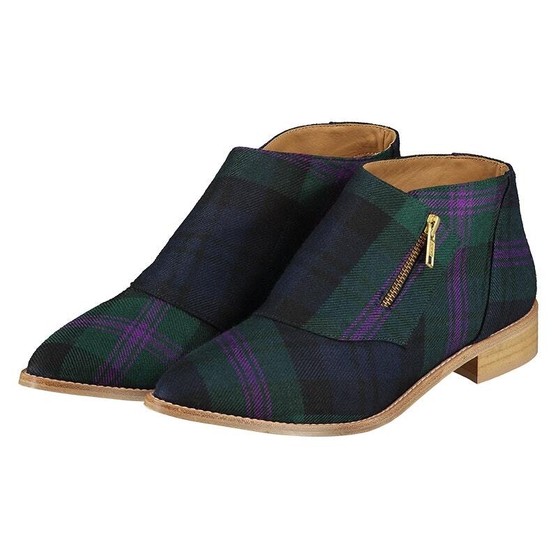 1460 zip tartan ankle boots
